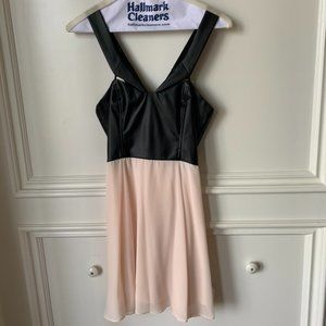 BCBGeneration Faux Leather and pink dress
